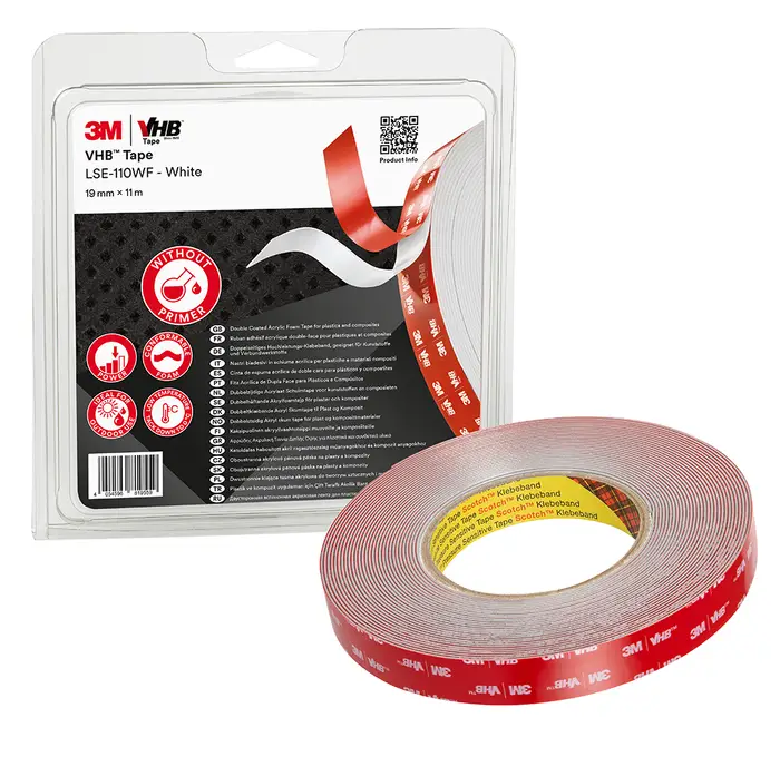 3M VHB Klebeband LSE-110WF, Weiß, 19 mm x 11 m, 1.1 mm