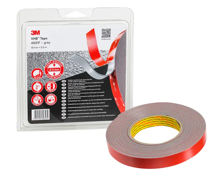 3M VHB Klebeband 4991F, Grau, 19 mm x 5.5 m, 2.3 mm, Einzeln verpackt