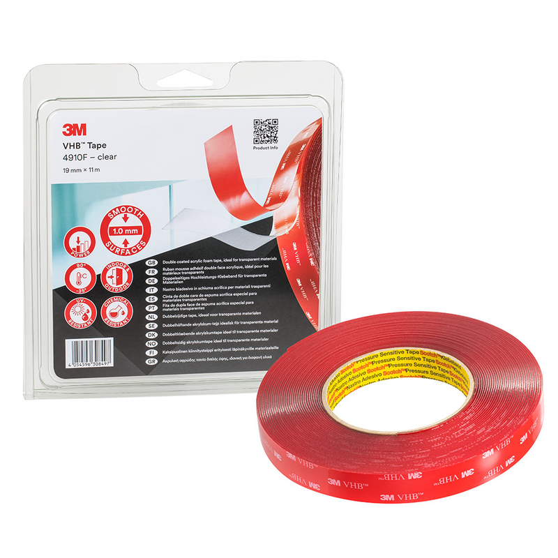 3M VHB Klebeband 4910F, Transparent, 19 mm x 11 m, 1.0 mm, Blister
